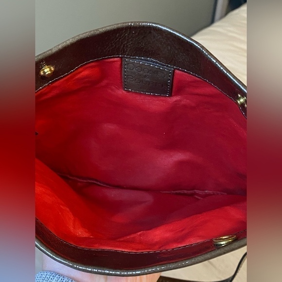 Vintage Mini Dooney & Bourke Envelope Fold Over Glossy Handbag, Brown/Olive - Picture 10 of 14